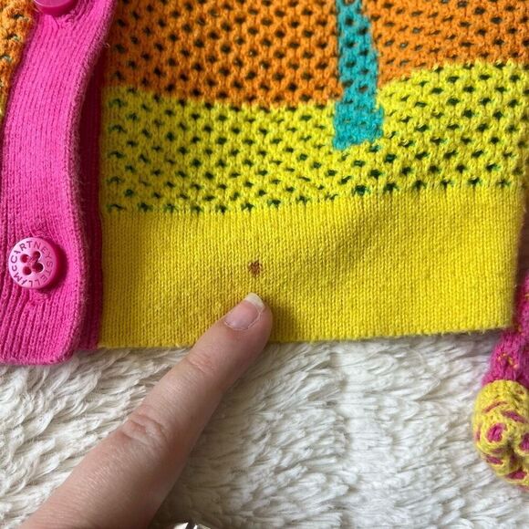 Stella McCartney Kids Palm Tree Logo Multi Color Button Up Cardigan Sweater - Picture 2 of 6